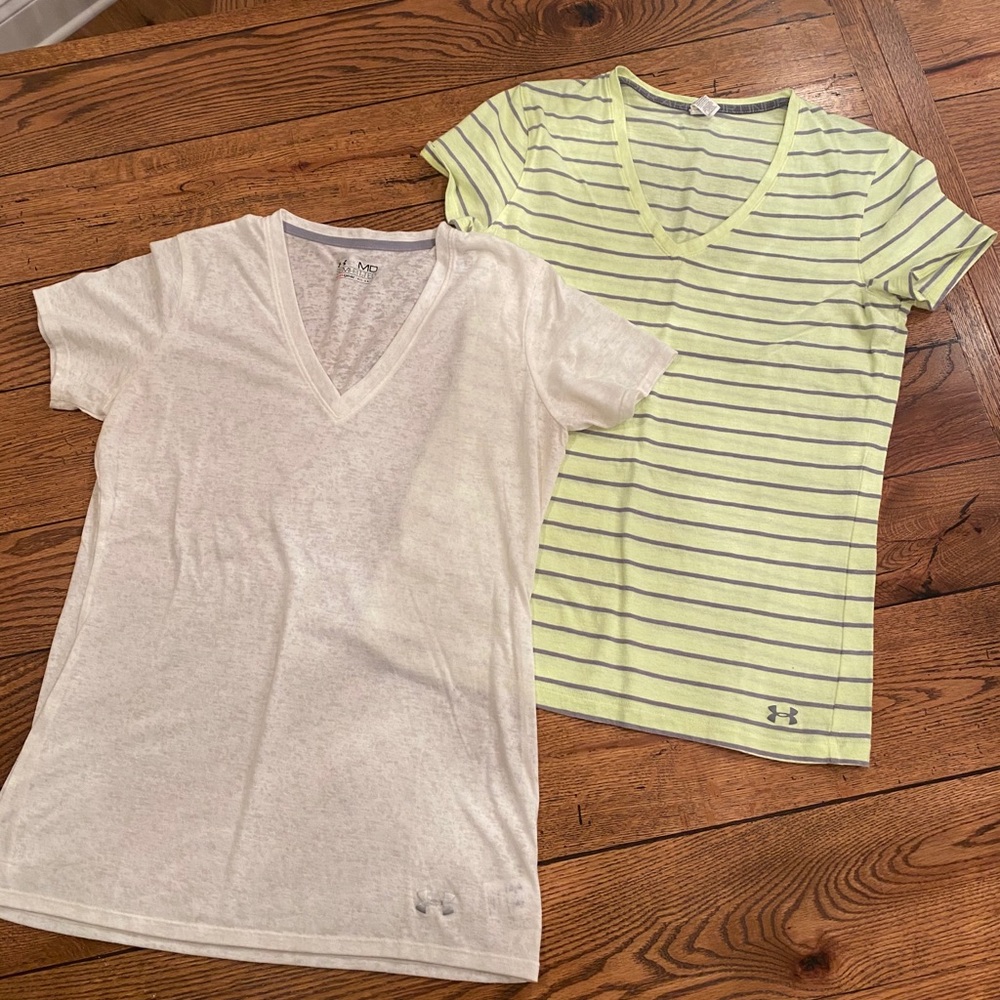 2 light weight Under Armor V-neck T-shirts